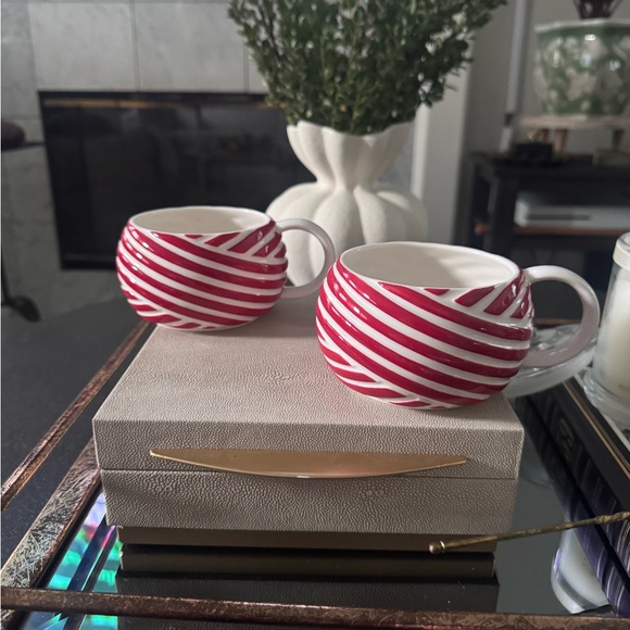 Starbucks Red and White Swirl Mugs - Picture 1 of 6